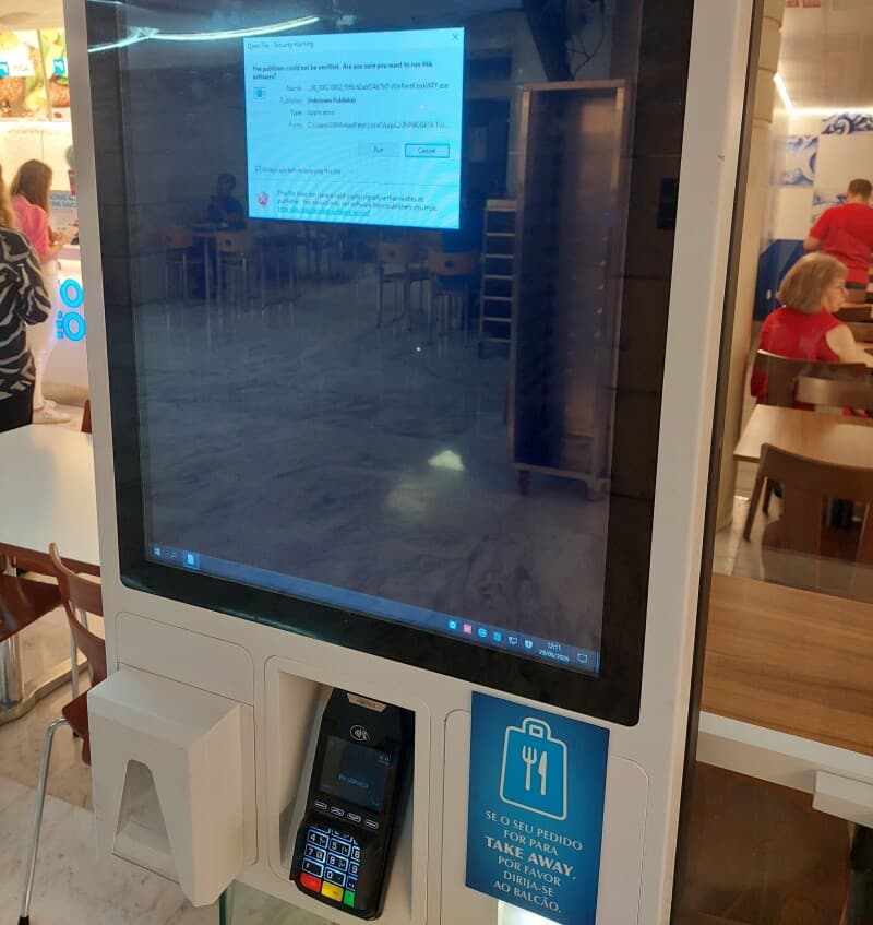 Portuguese restaurant kiosk software gives Windows indigestion