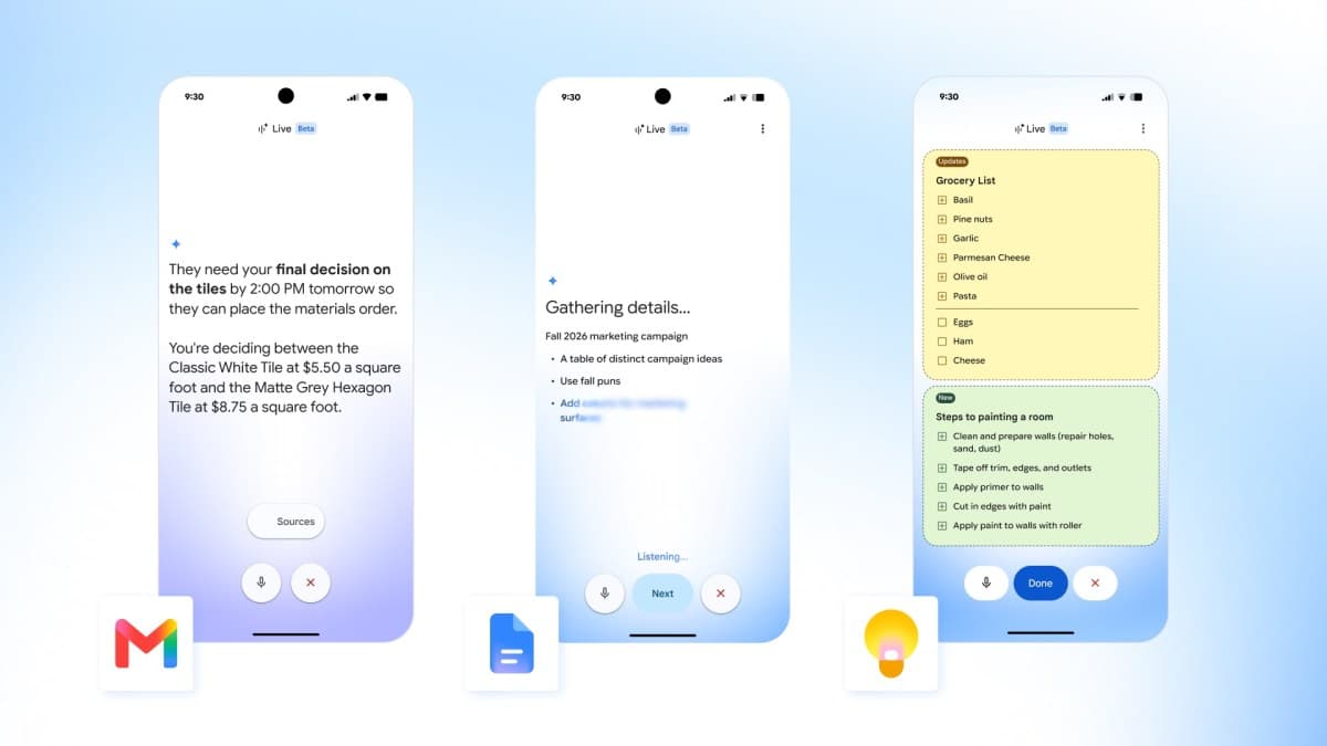 Google launches AI voice features in Gmail, Docs and Keep