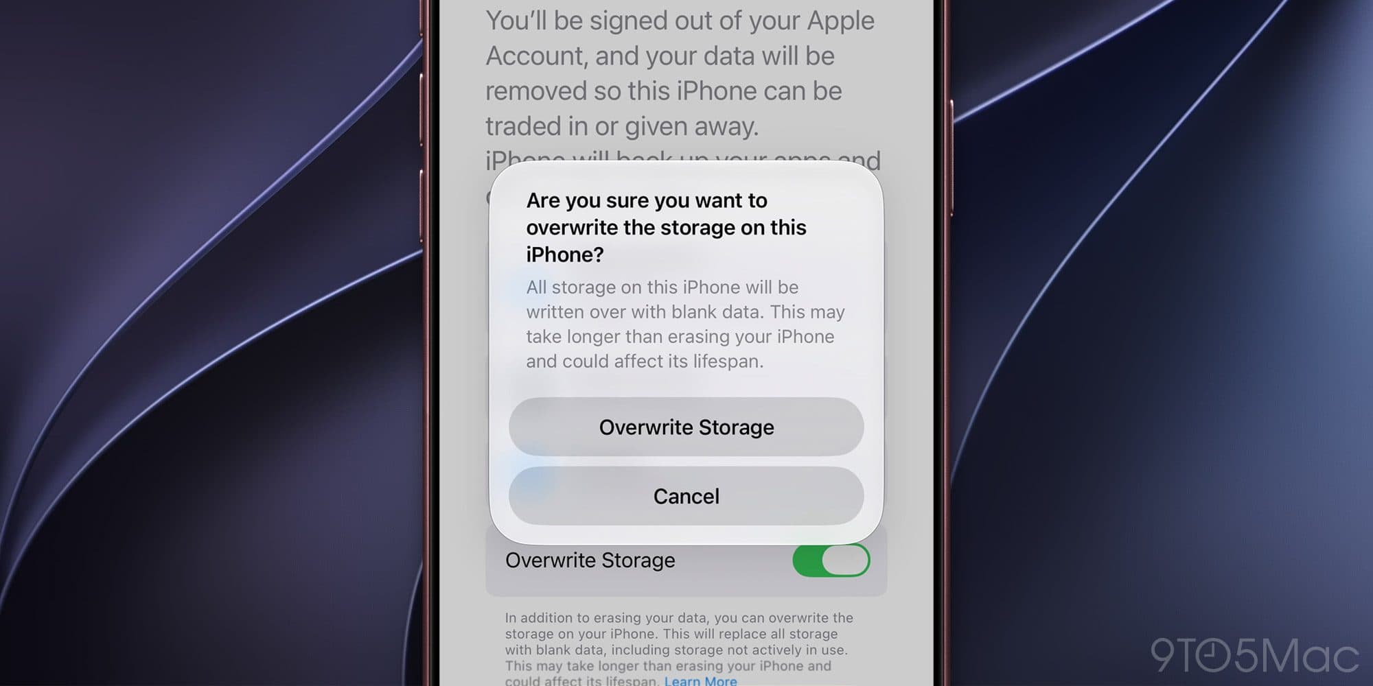 iOS 27.2 references new option to overwrite iPhone storage with blank data after erasing