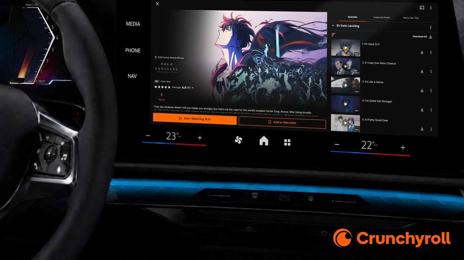You can soon stream Crunchyroll on your car's infotainment system
